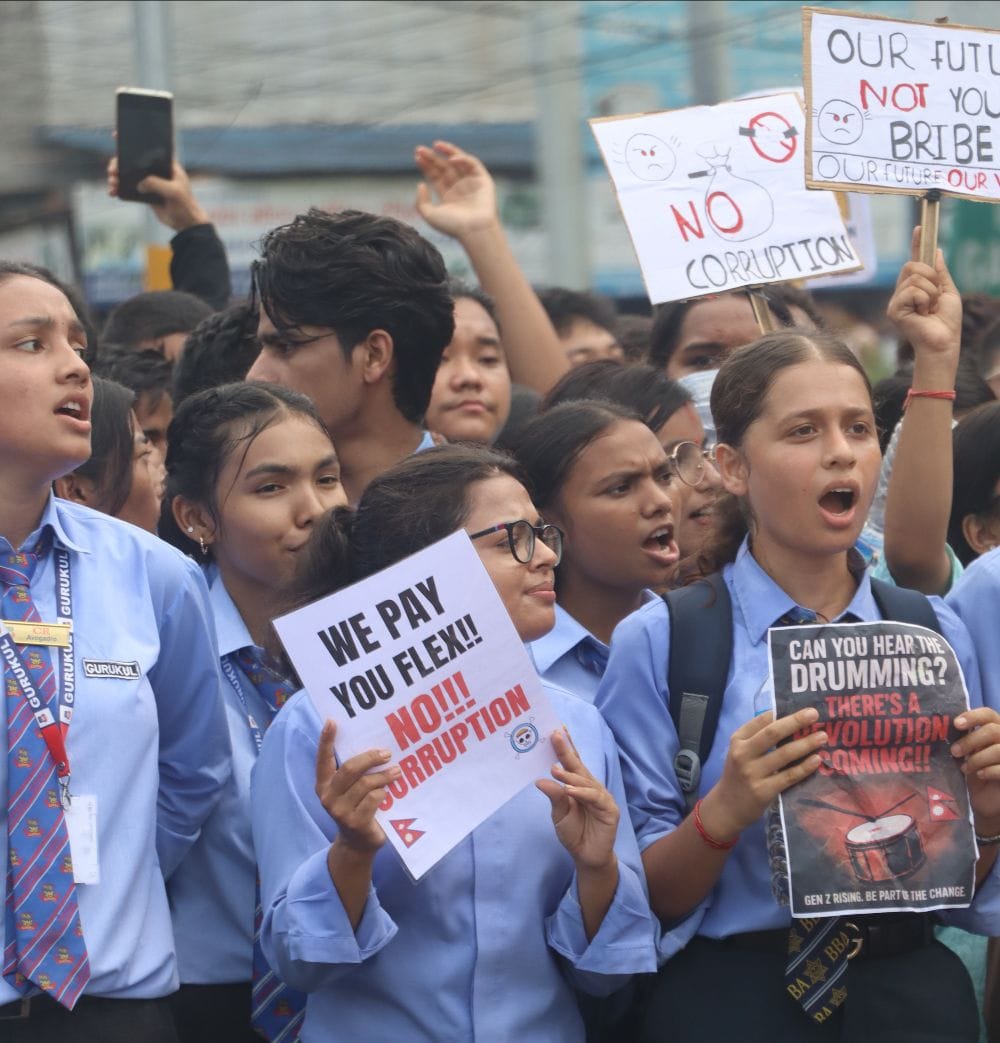Proteste gegen die Regierung am 8. September 2025 in Chitwan, Nepal (CC0, via Wikimedia Commons)