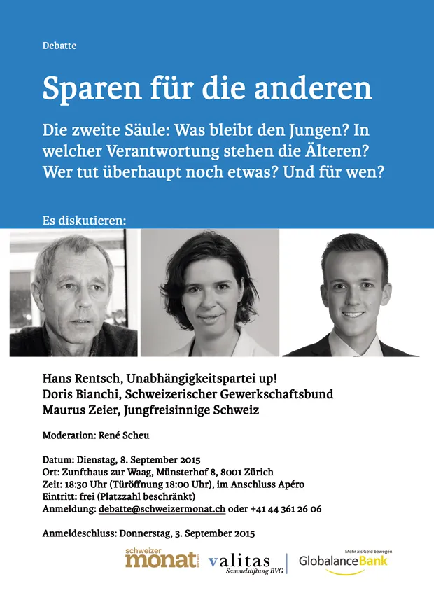 Debattenveranstaltung: Sparen für die anderen